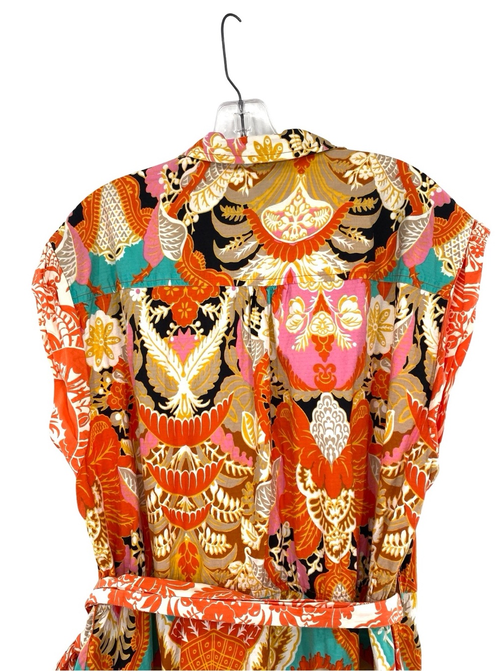By Anthropologie V-Neck Wrap Dress Cotton Midi Colorful Tropical Size 3X - Picture 8 of 10